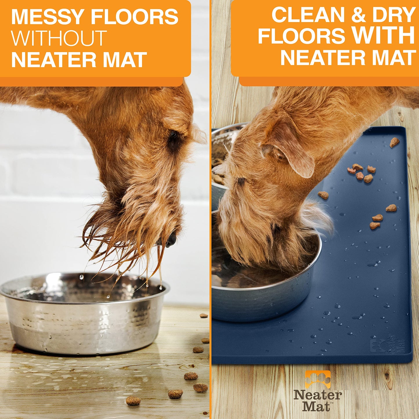 Neater Pet Brands Neater Mat Pet Mats for Food and Water, Dog Bowl Mat Waterproof Silicone, Pet Mat for Dog or Cat, Dog Food Mats for Floors Waterproof, Dog Water Mat & Dog Food Mat with Raised Edge