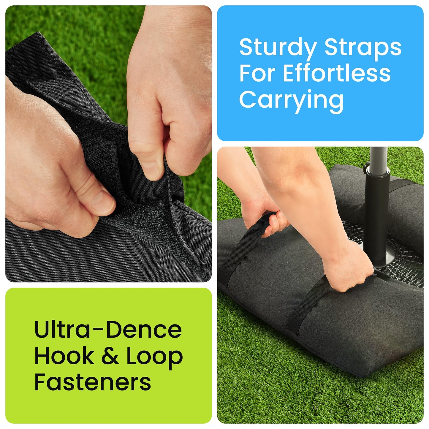 Rhino BaseMate Umbrella Base Weights 4-Pack – Fillable Sand Bags for Umbrella Base & Patio Stand | Durable Weatherproof Sandbag Weights for Outdoor Umbrellas, Arched Design, Holds Up to 49 lbs Each