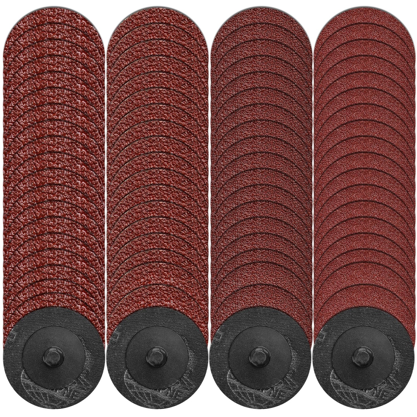 Akamino 200 Pcs 2 Inch Sanding Discs,36/40/60/100 Grit Mix Roll Lock Discs Set,Aluminum Oxide Coated Die Grinder Surface Conditioning Discs for Surface Prep Polish Burr Rust Paint Remova
