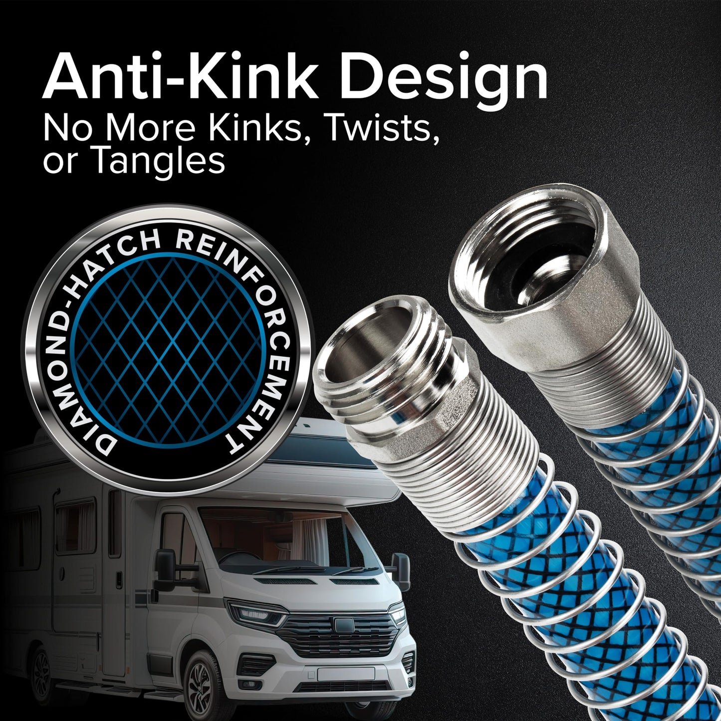 Camco 35ft Premium Drinking Water Hose - Lead and BPA Free, Anti-Kink Design, 20% Thicker Than Standard Hoses 5/8" Inside Diameter (22843), Blue