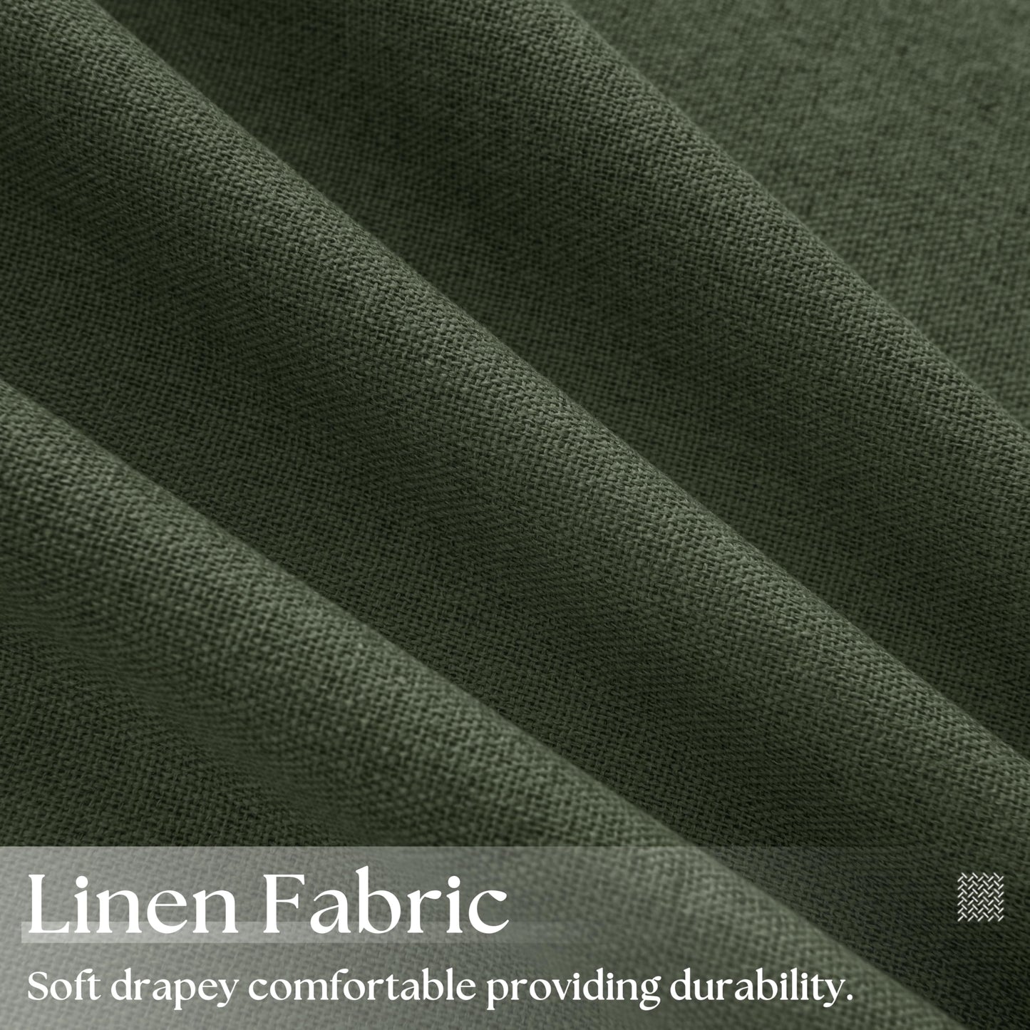 Olive Green 100% Blackout Curtains Linen Textured for Bedroom Black Out Linen Curtains 84 Inches Long Full Light Blocking Thermal Insulated Drapes Energy Saving Rod Pocket Back Tab 52x84 Inch Green