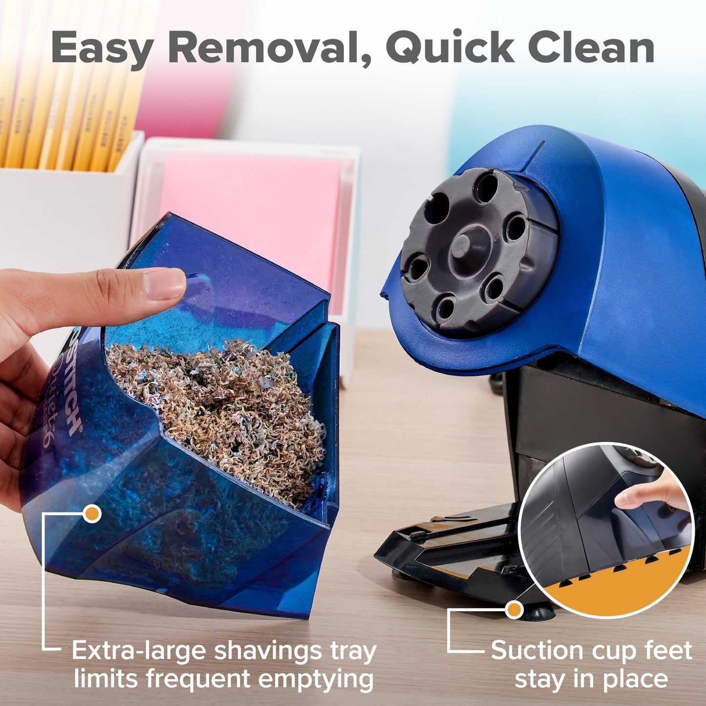 Bostitch QuietSharp 6 Heavy Duty Classroom Electric Pencil Sharpener, 6-Holes, Blue (EPS10HC)
