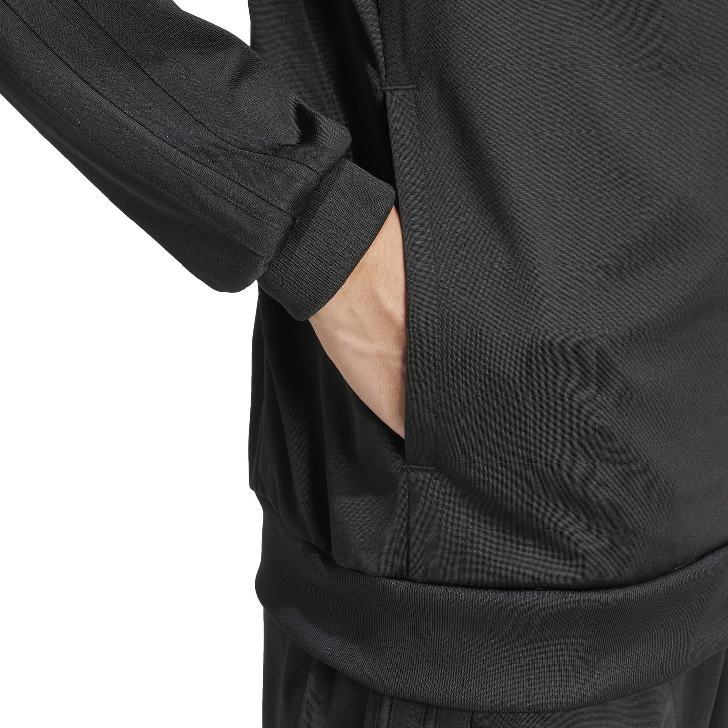 adidas Men's 3-Stripes Tricot Track Top, Black/Black, Small