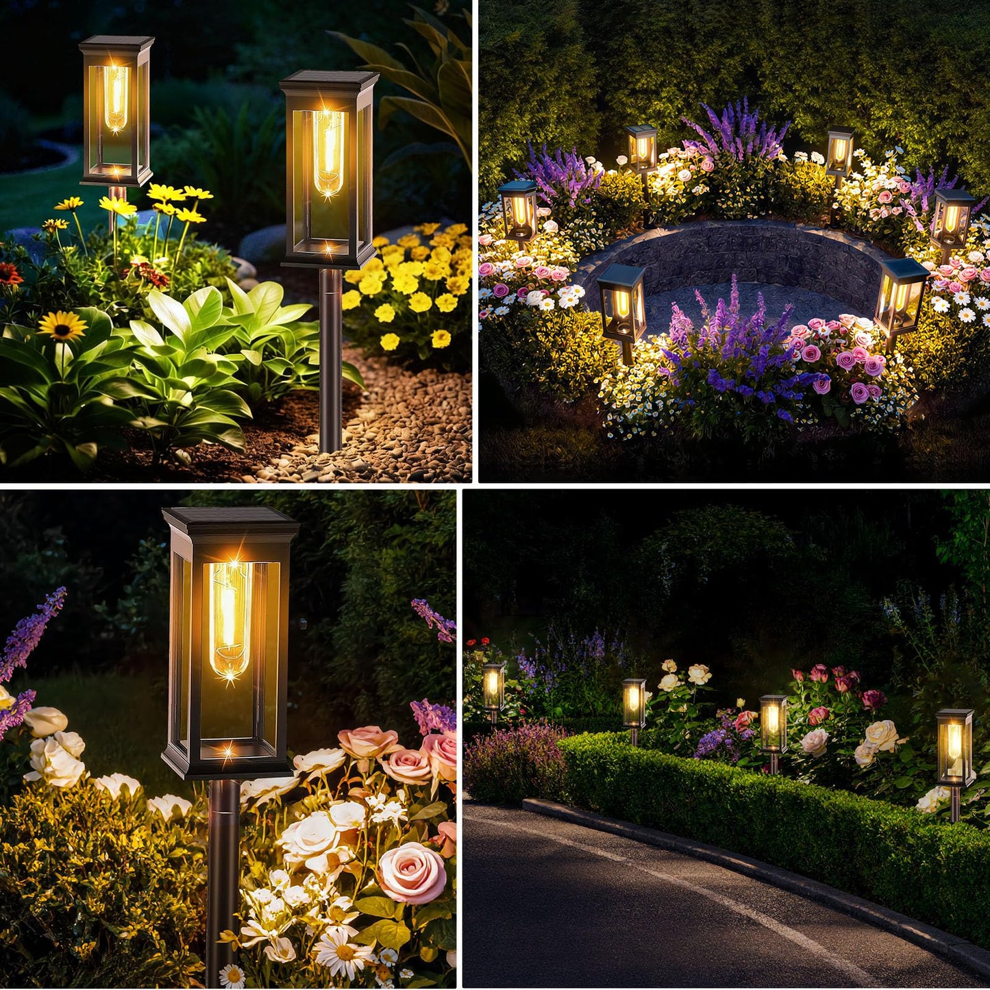 Amzxart 8 Pack Solar Lights Outdoor Garden, Brighter Waterproof Solar Pathway Lights Outdoor, Auto On/Off LED Solar Garden Lights Landscape Lighting for Yard Patio Lawn Driveway