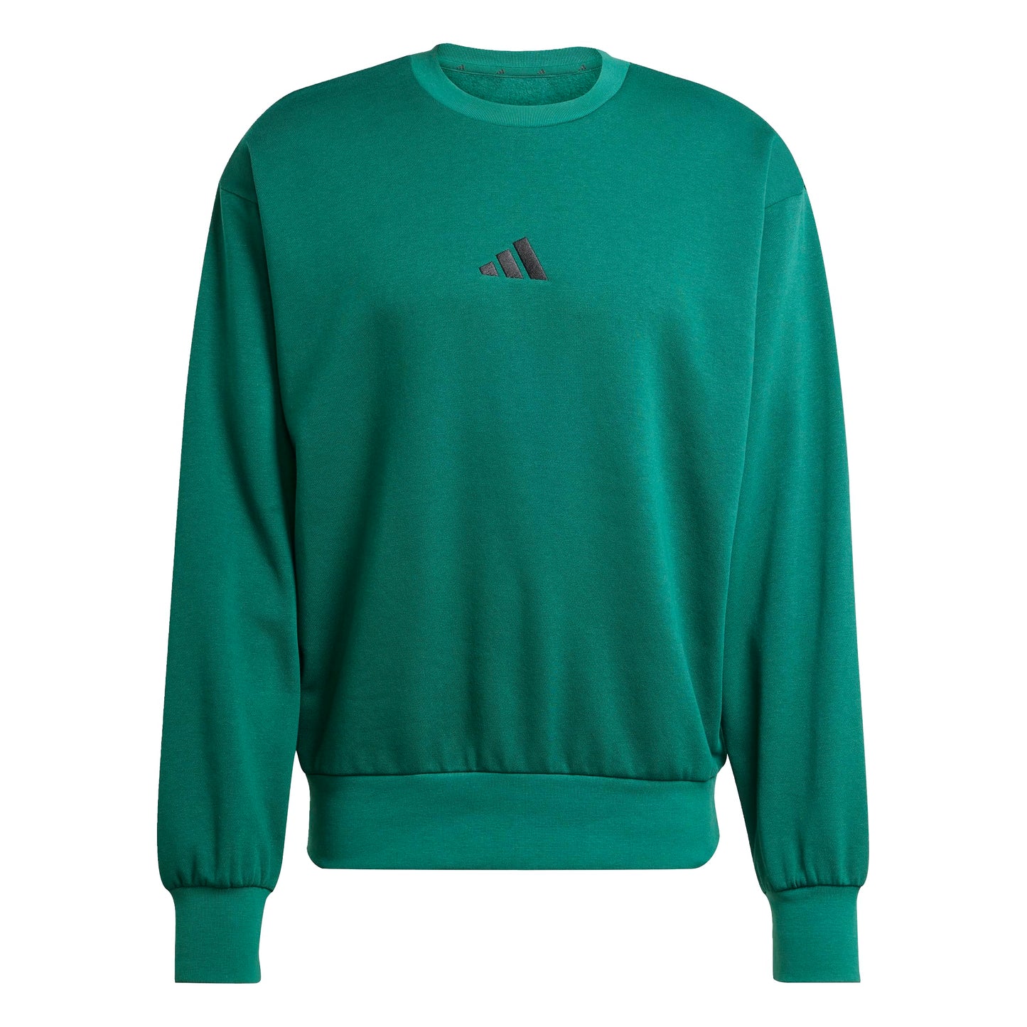 adidas Mens Essentials Feel Cozy Fleece Sportswear Sweatshirt,Collegiate Green/Black,Large