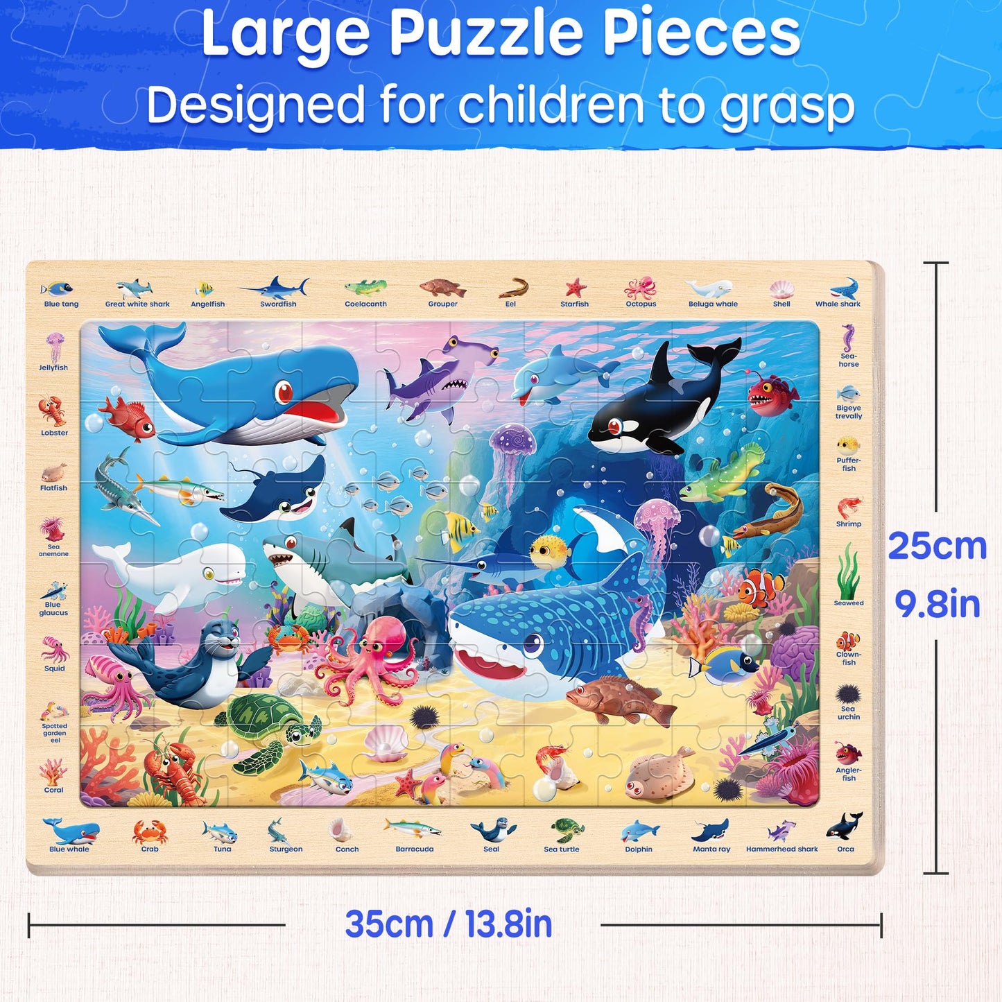 SYNARRY Wooden Dinosaur Farm Ocean Animal Puzzles for Kids Ages 4-6, 4 x 60 Piece Match & Find Puzzles for Kids Ages 3-5 Boys Girls, Preschool Educational Puzzle Toddlers Gifts for 4-8 Year Old