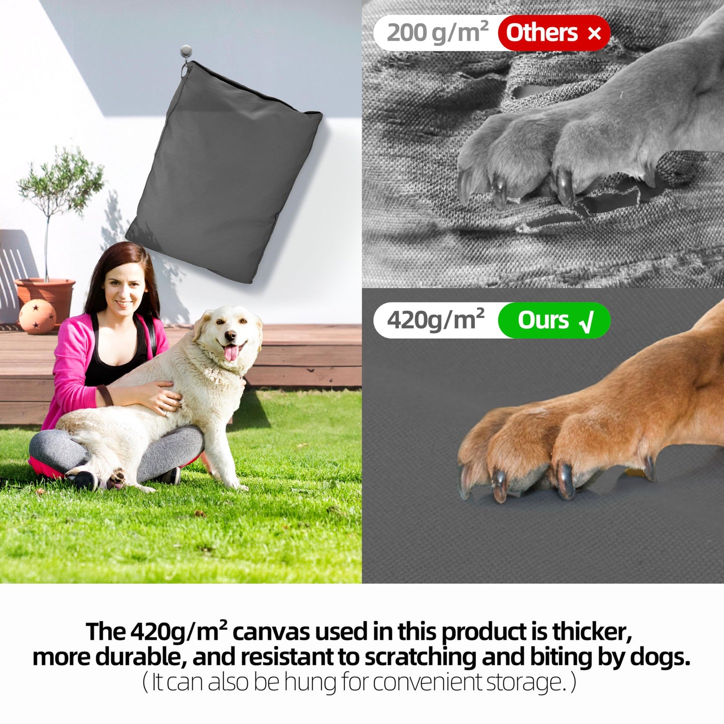 Sytopia Durable Waterproof & Chew-Proof Outdoor Dog Bed, 36-Inch for Large Dogs, Removable Washable Cover, Crate/Patio/Indoor Use (Dark Grey)