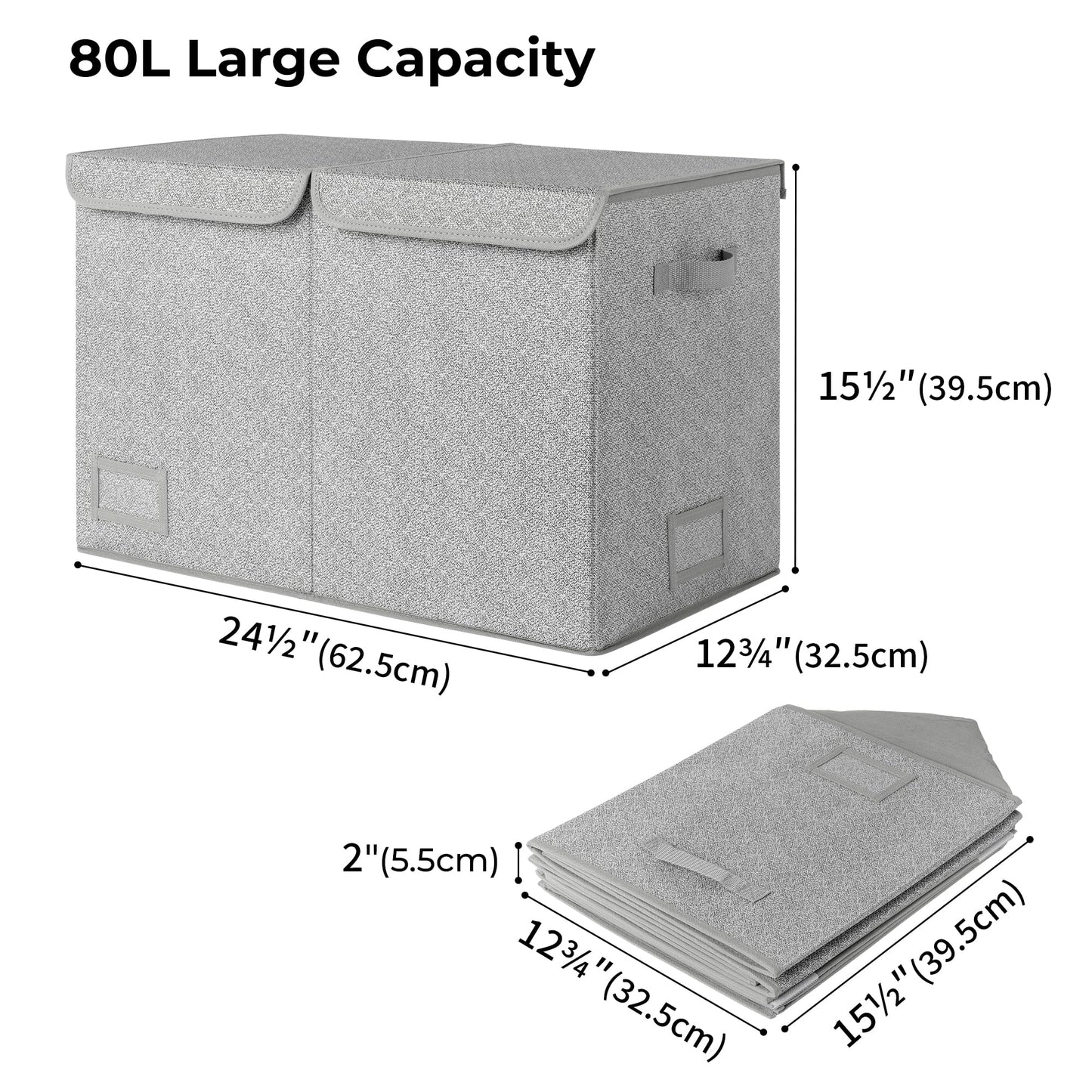 GRANNY SAYS Extra Large Storage Box with Lid, Pack of 1 Fabric Storage Chest, Organizer and Storage Bins for Living Room, Dust-proof Storage Container, Grey