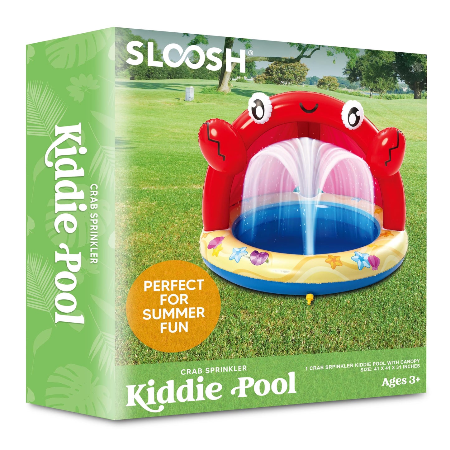 Sloosh Kiddie Pool with Canopy Baby Pool Inflatable Crab Sprinkler, Wading Pool for Learning,Children’s Sprinkler Pool,Kiddie Water Pool Toys,Outdoor Swimming Pool for Kids