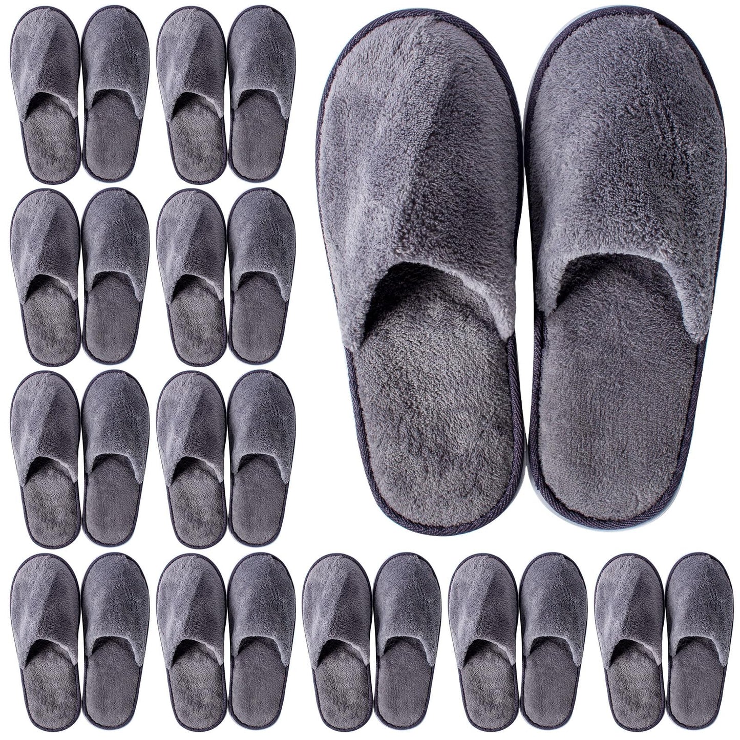 12 Pairs Disposable Slippers, Washable Home House Slipers Non Slip Spa Slippers Grey Reusable Indoor Slippers for Women Men Guest Hotel Home Travel