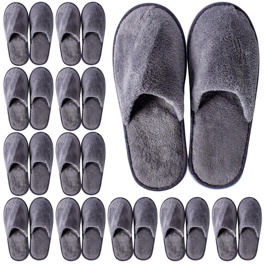 12 Pairs Disposable Slippers, Washable Home House Slipers Non Slip Spa Slippers Grey Reusable Indoor Slippers for Women Men Guest Hotel Home Travel