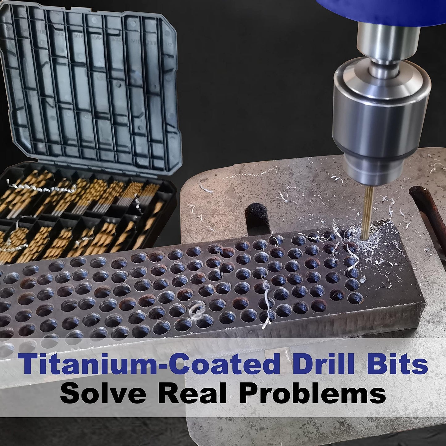 Hurricane 230 Pcs Titanium Twist Drill Bit Set, 135° High Speed Steel Drill Bits, Wood Drill Bit Kit, 3/64"-1/2", Ideal Drilling in Wood/Cast Iron/Aluminum Alloy/Plastic/Fiberglass, with Hard Storage