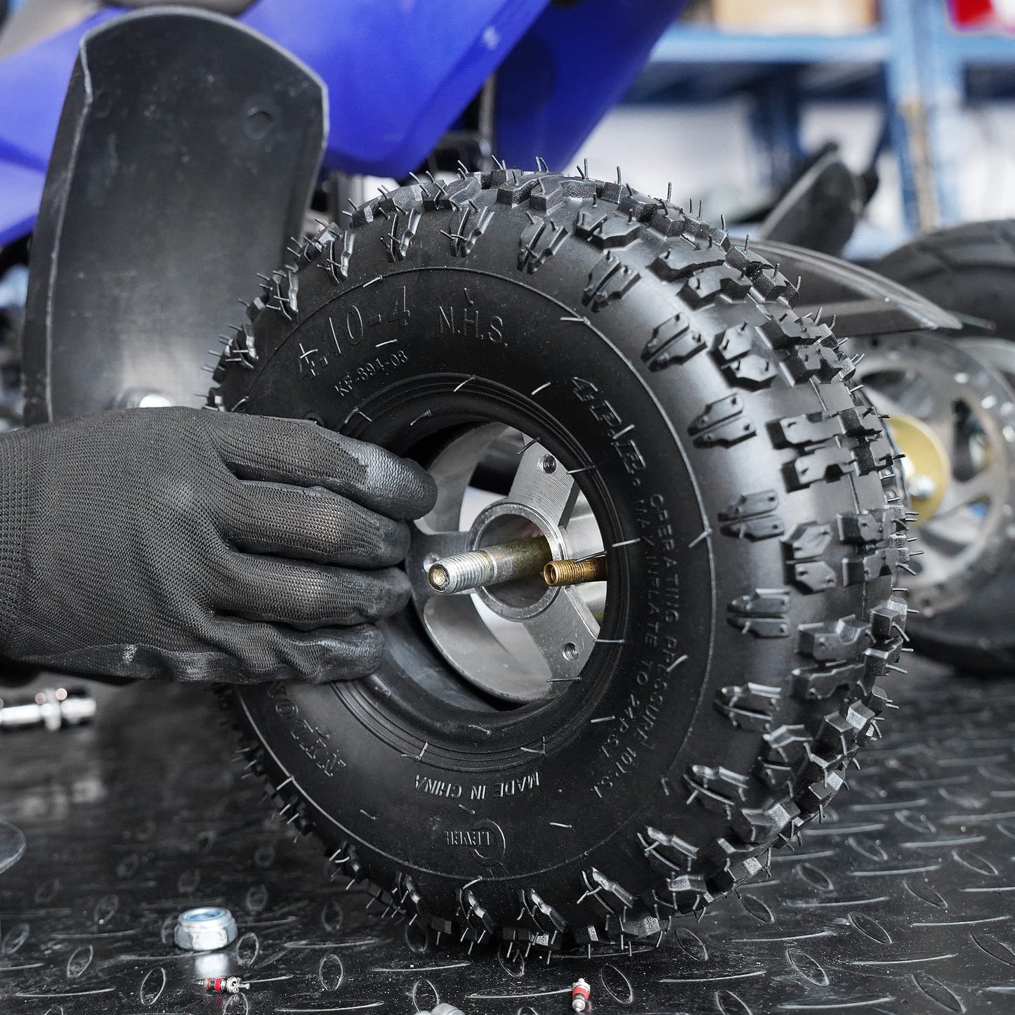 (2-Pack) 4.10-4 410-4 Tire & Inner Tube Replacement for Wheelbarrow, Snow Blower, Go Cart, Hand Truck, Garden Rototiller, ATV, Lawn Mower, Dollies Generator, TR87 Angled Valve Stem