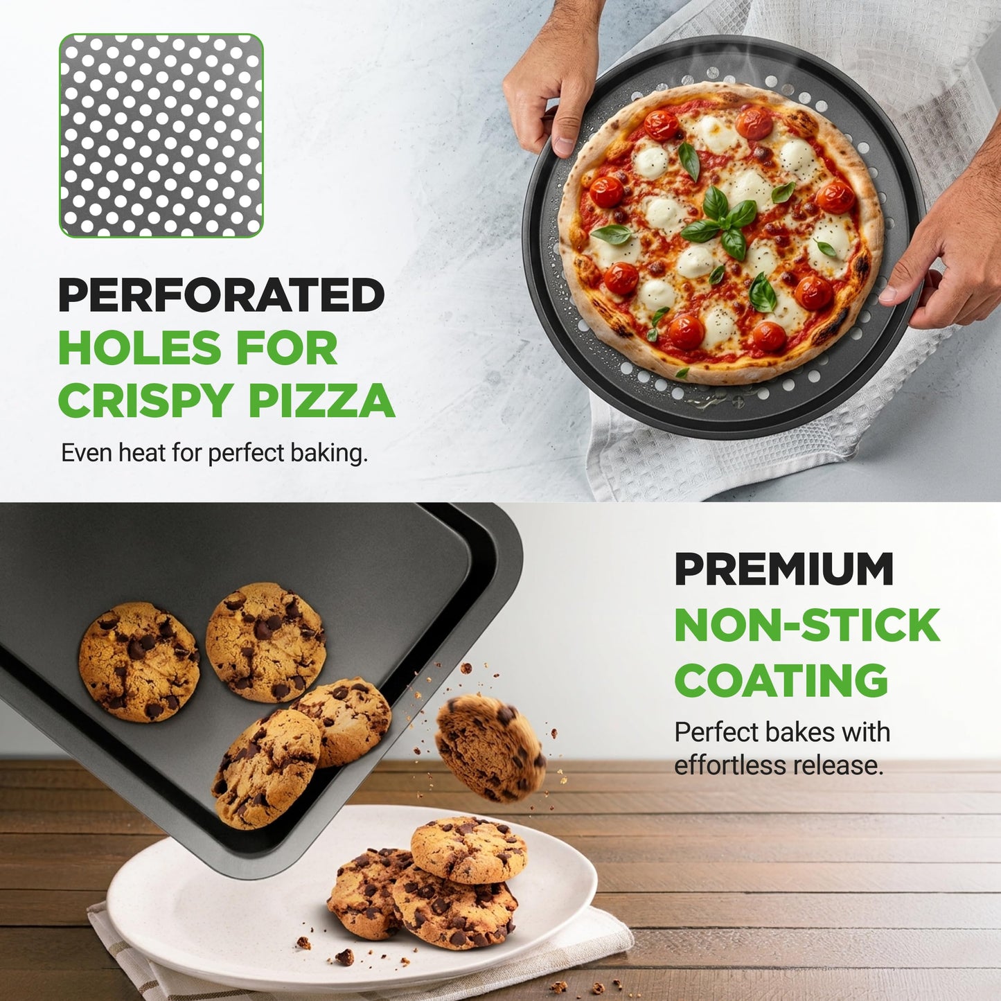 NutriChef Bakeware Set, 10-Piece Carbon Steel Nonstick Pans – PFOA/PFOS-Free, Easy Clean, Oven & Dishwasher Safe, Includes Baking Sheets, Muffin, Loaf & Cake Pans and More
