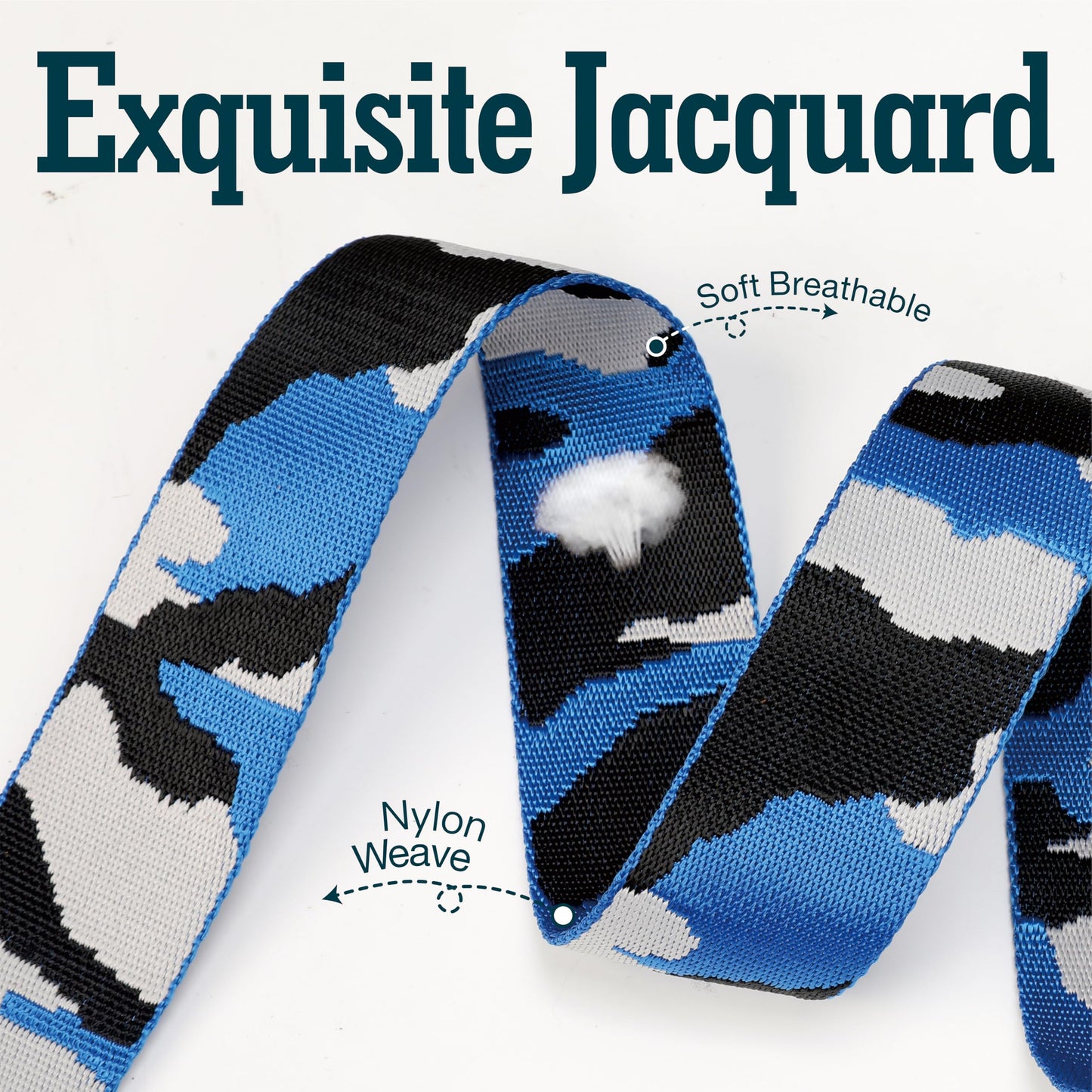 BOONSPARK Guitar Strap - Double Layer Crazy Horse Cowhide Ends,Safe Durable,2in,Soft Adjustable Guitar Straps for Acoustic&Electric Guitars,Bass,Ukulele,Guitarists Gift Set,Charming Blue
