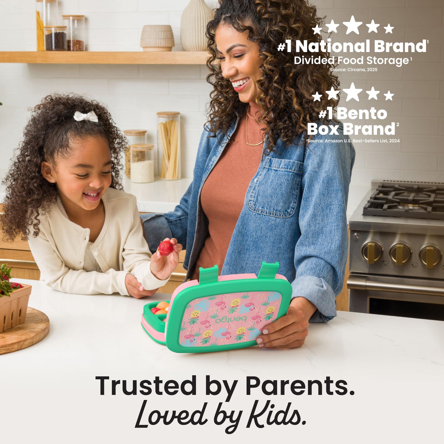 Bentgo Kids Prints Leak-Proof, 5-Compartment Bento-Style Kids Lunch Box - Ideal Portion Sizes for Ages 3 to 7 - BPA-Free, Dishwasher Safe, Food-Safe Materials (Tropical)