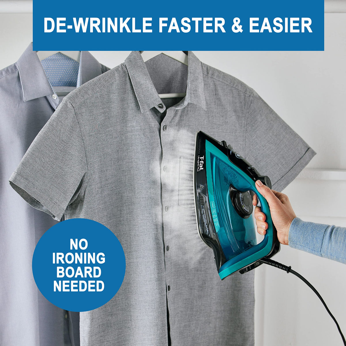 T-Fal Ultraglide Steam Iron for Clothes Durilium Soleplate, Precision Tip, Anti-Drip, Auto-Off 1800 Watts Ironing, Steaming
