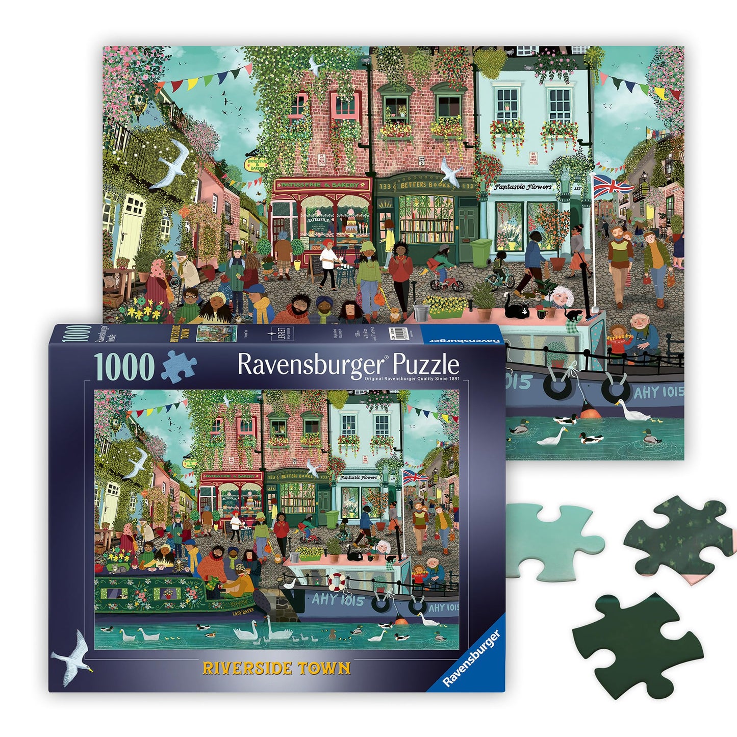 Ravensburger Riverside Town 1000 Piece Jigsaw Puzzle for Adults - 12000814 - Handcrafted Tooling, Made in Germany, Every Piece Fits Together Perfectly
