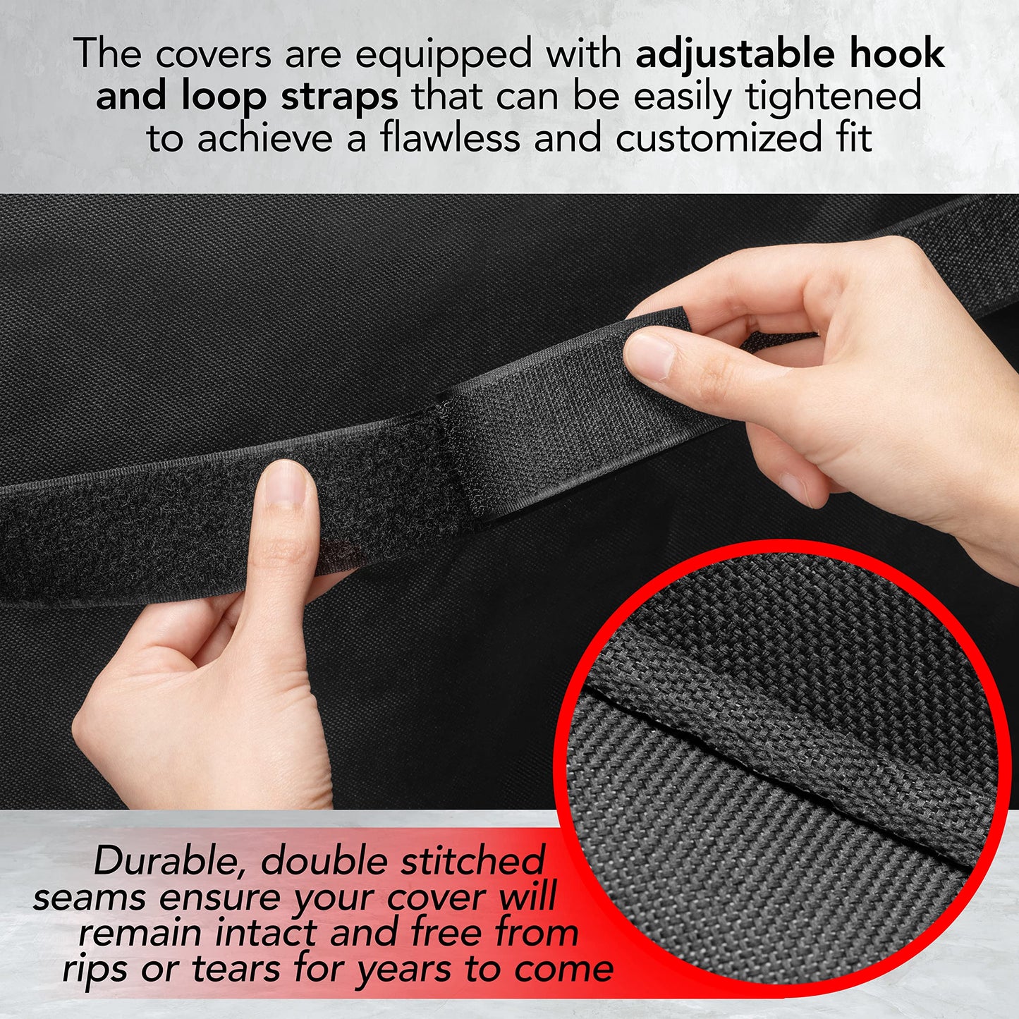 GrillTough Heavy Duty BBQ Grill Cover for Outdoor Grill, 58 Inch – Waterproof, Weather Resistant, UV & Fade Resistant with Fastening Straps – Gas Grill Cover for Weber, Genesis, Charbroil, etc. Black