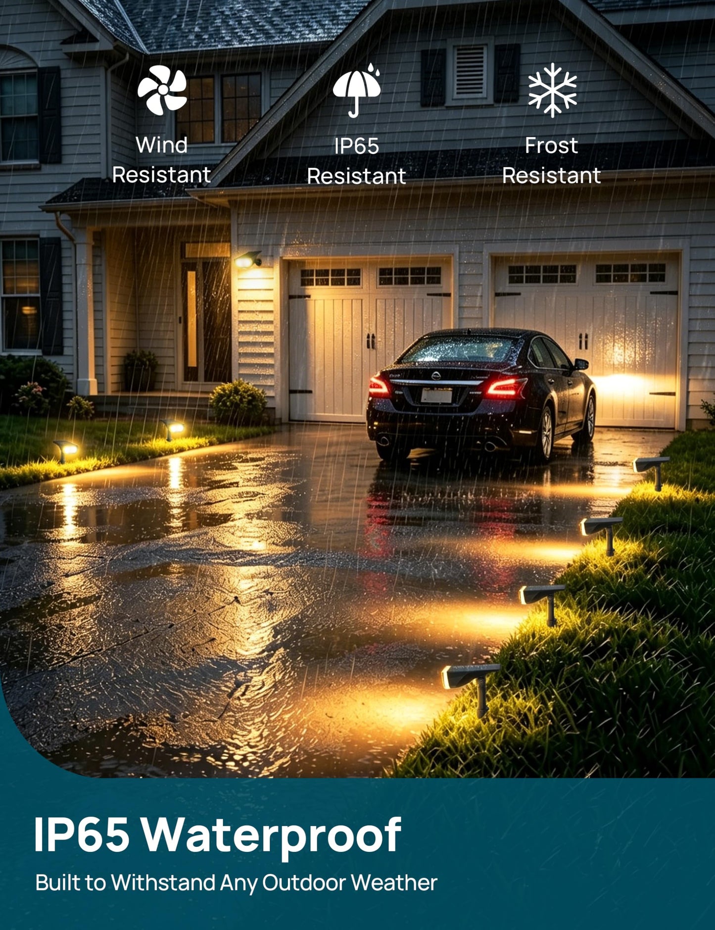 Linkind Solar Lights Outdoor Waterproof IP67, StarRay Dusk-to-Dawn Outdoor Solar Lights, 3 Lighting Modes Solar Spot Lights Outdoor for Garden, Yard, Landscape (Warm White, 6 Pack)
