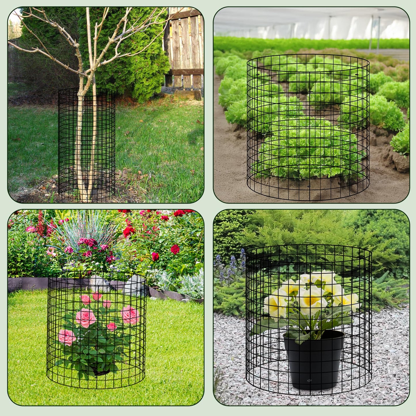 10 Set Garden Plant Protector from Animals with Ground Stakes 12.4" H X 16" D Metal Mesh Plant Cage Covers Sturdy Garden Rabbits Barricades Chicken Wire Cloche for Plants Shrubs Vegetables Flowers