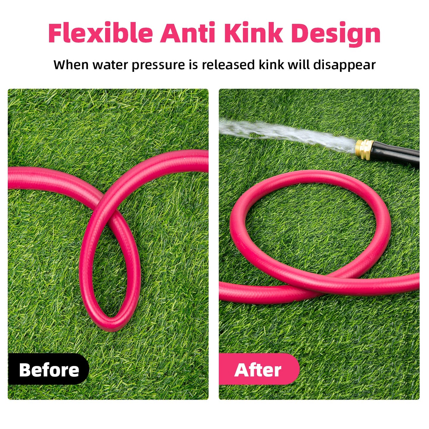 WELLUCK Garden Hose Heavy Duty Durable Anti Kink Flexible Garden Water Hose for Drinking Water Safe BPA Free, All-Weather Lightweight Water Hose for Garden RV Camper Marine (75FT)