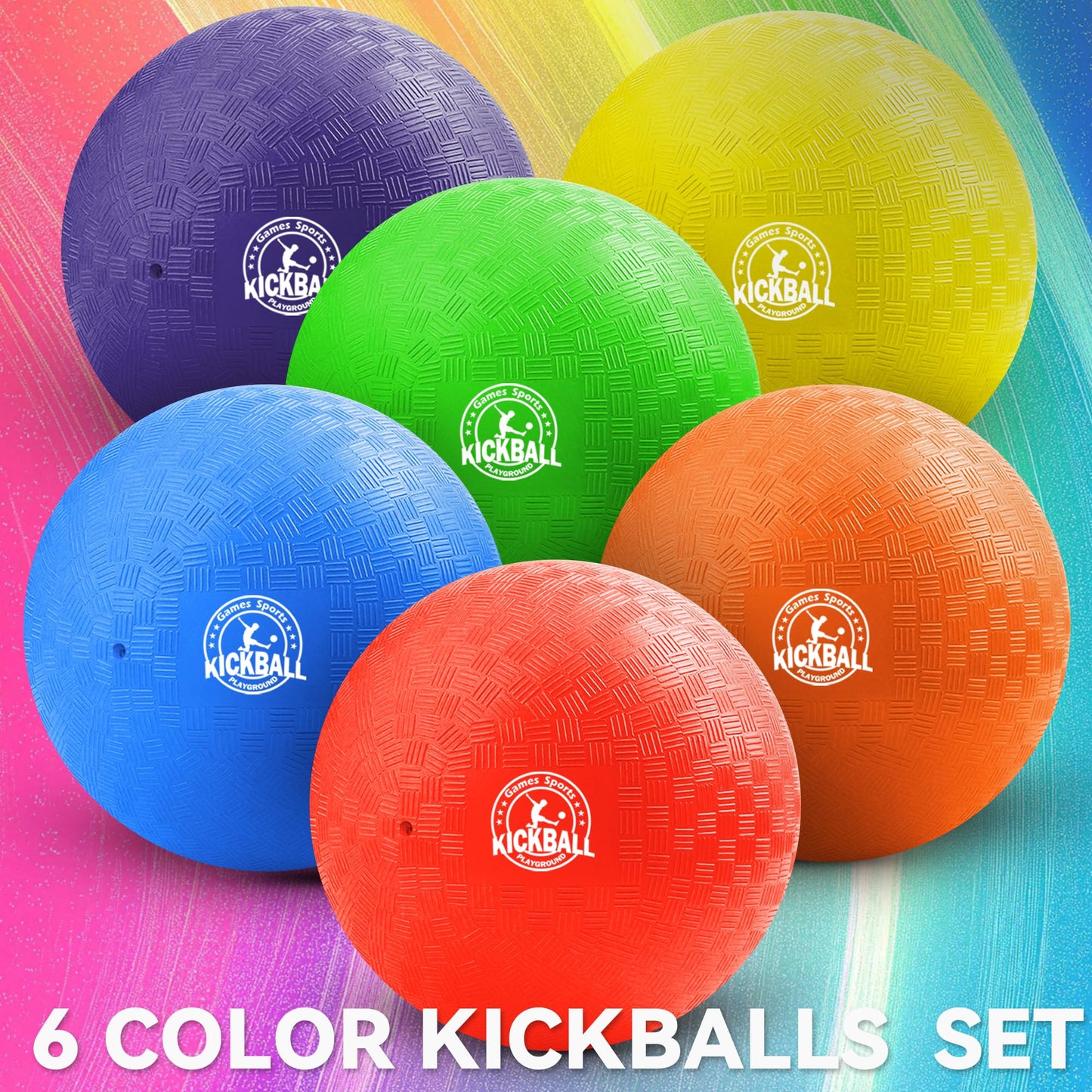 10 Inch Kickball Playground Balls 6 Pack,Playground Balls for Kids&Adults,Dodgeballs,Handballs,for School,Outdoor&Indoor Games,with Hand Pump and Storage Bag,Boys and Girls Gift with Gift Box