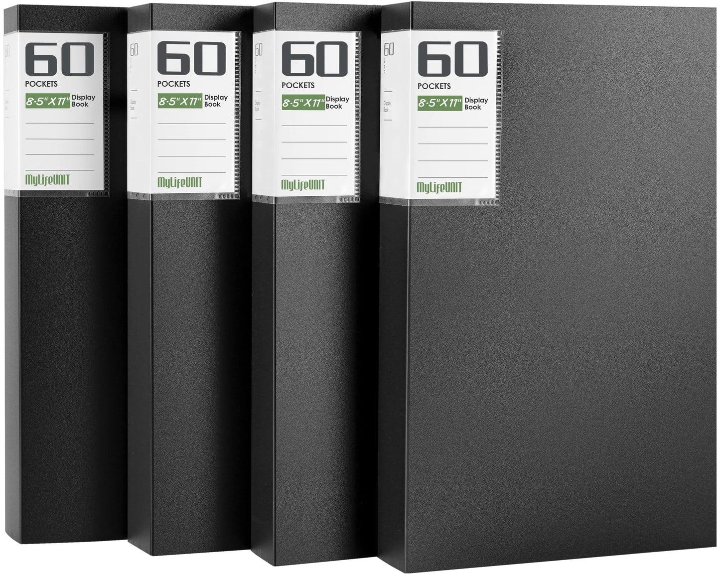 MyLifeUNIT Professional Binder with Plastic Sleeves, 60 Pockets Displays 120 Pages, 4 Pack Presentation Books Portfolio Folder for Artwork, Documents, Recipes