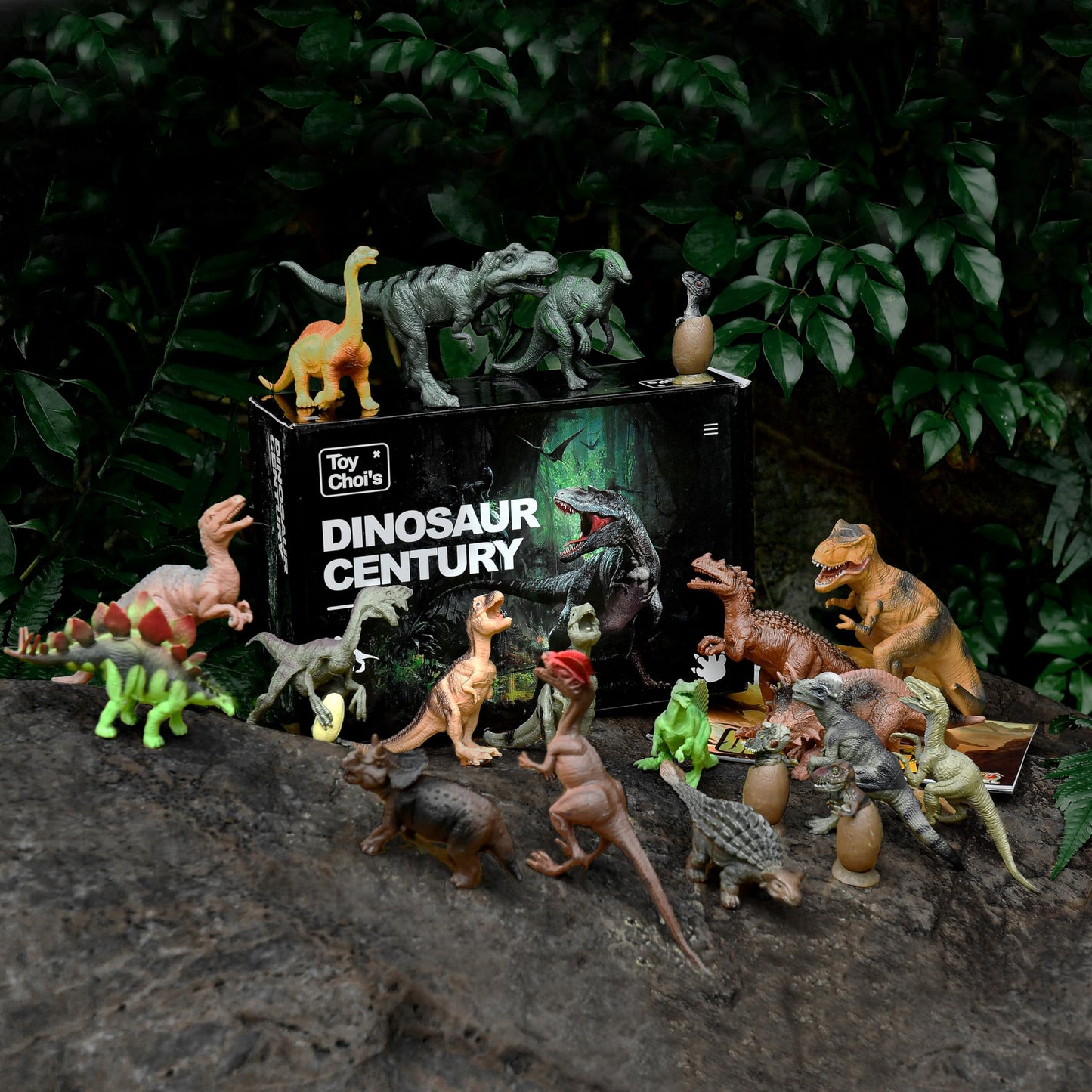 Dinosaur Toys - 20 Packs Dinosaur Figure Play Set with Educational Dinosaur Book, Toy for 3 4 5 6 7 8 Year Old Boys, Realistic Plastic Dinosaurs with Baby Dino Eggs Birthday Party Gift for Kids