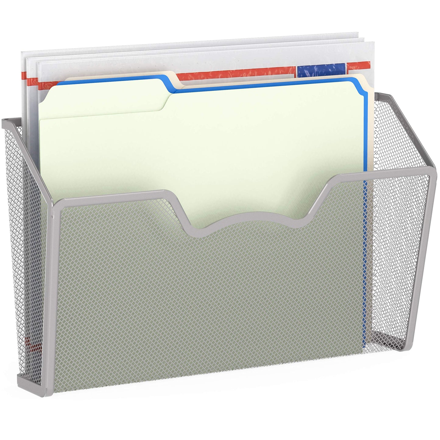 Simple Houseware Wall Mount Single Pocket File Organizer Holder, 3 Packs, Silver