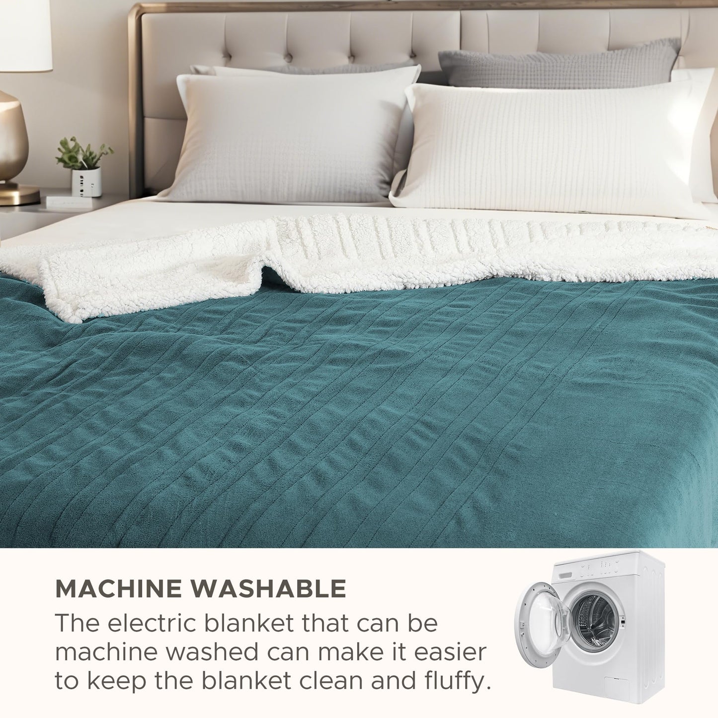 Full Size Electric Heated Blanket 72"x84", 4 Heat Modes,10H Auto Off,Soft Microplush & Sherpa Fabric,Overheat Protection,No Central Heating,Dual Bed Sofa Use,Washable Winter Gift,Lake Green