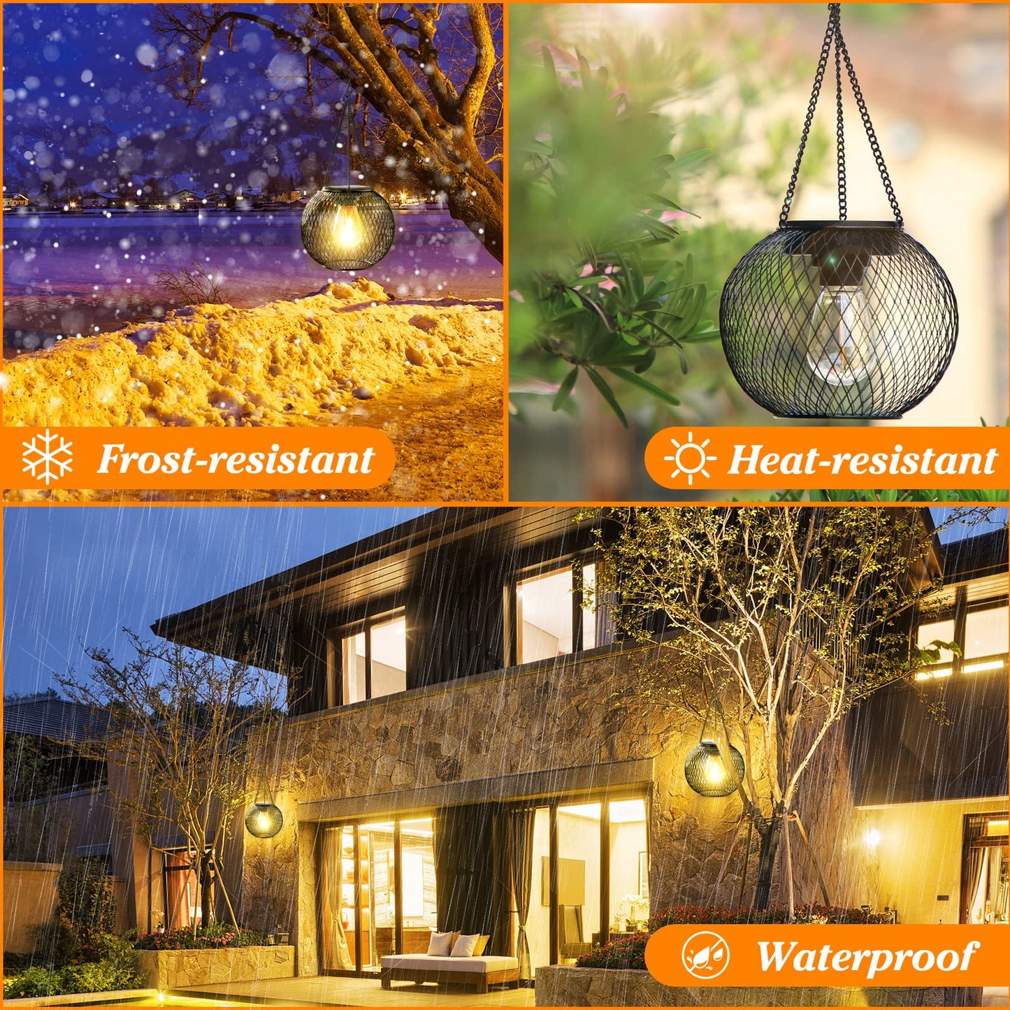 Solar Lantern Outdoor, KagoLing Upgraded Hanging Solar Lights Outdoor Garden Christmas Decorations Decorative Lighting Solar Powered Waterproof Tree Lantern for Garden Yard Patio Pathway, 4 Pack