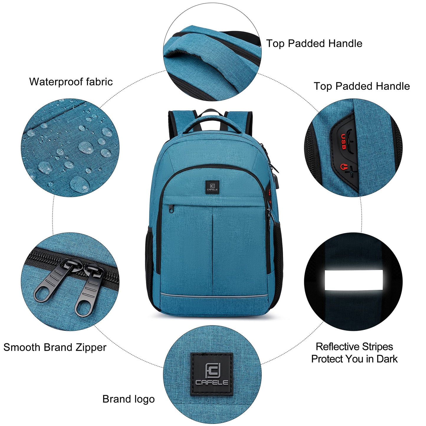 Backpack,Bookbag for Men and Women, 17.3 inch TSA Water Resistant Business Travel Laptop Backpack,Durable College School Backpack Bookbag for Teens, Lake Blue