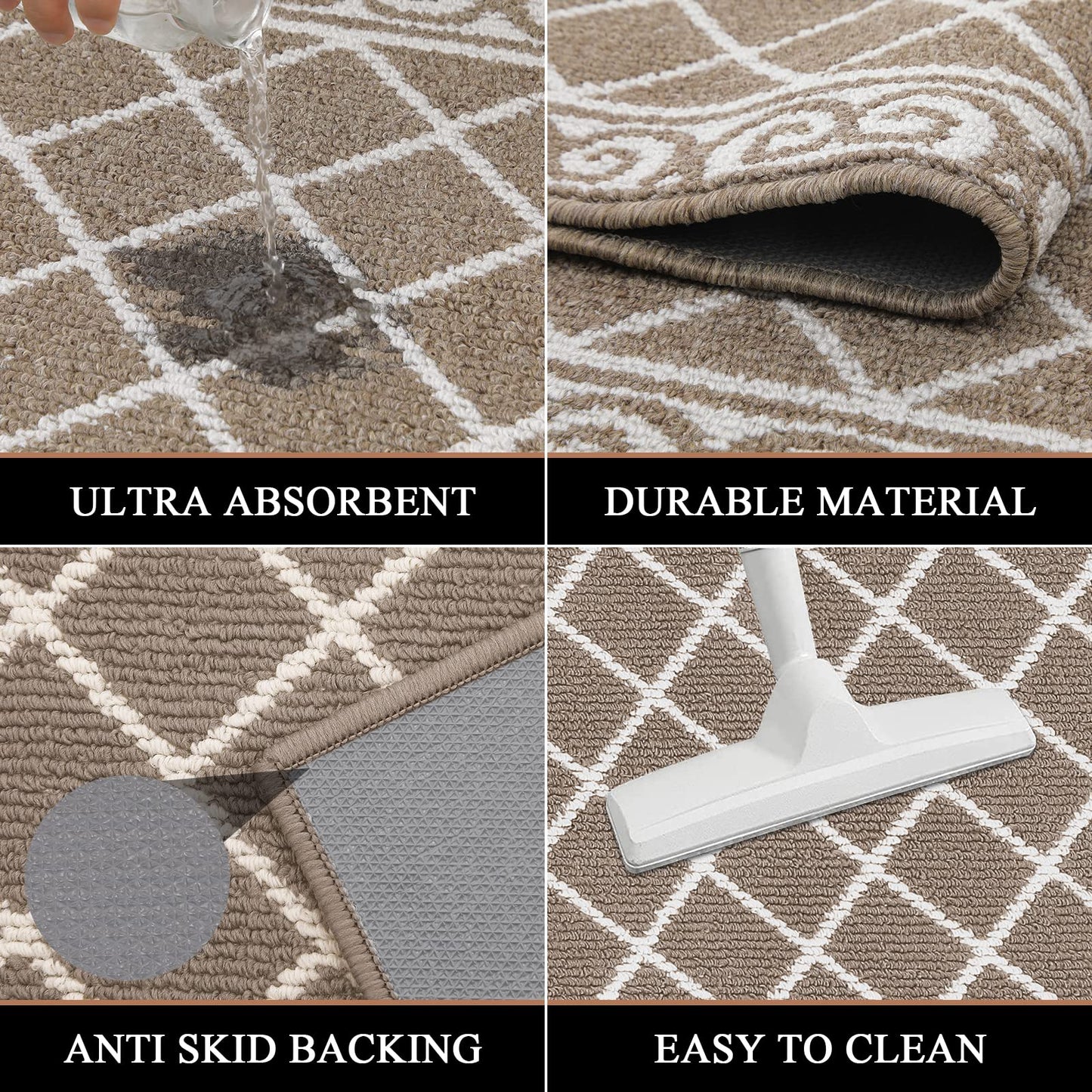 HEBE Indoor Door Mat, 32" x 48" Non Slip Absorbent Resist Dirt Front Door Mats Indoor, Washable Inside Floor Mat, Durable Low Profile Welcome Mat Entrance Rugs Entry Rug Mat for Entryway, Brown