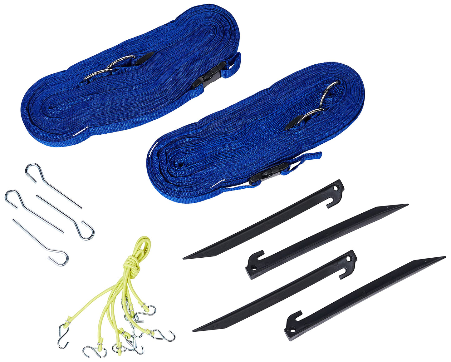 Park & Sun Sports Adjustable Outdoor Volleyball Boundary Webbing with Ground Stakes: 1" Wide Court Line Marker, Blue