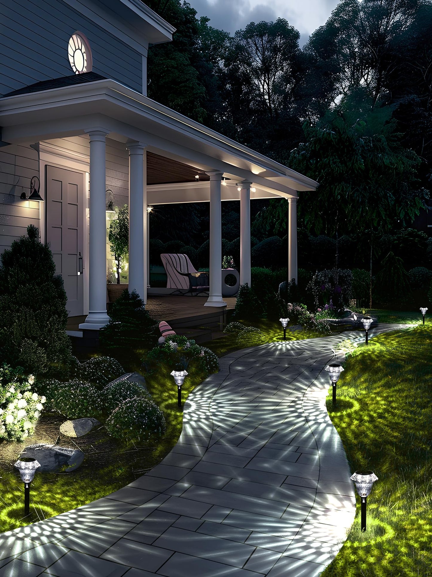 SOLPEX Solar Lights Outdoor, Pathway Garden Decor Lights, Solar Powered Waterproof Decoration for Patio Front Porch Yard Outside Landscape Lighting(6 Pack Cold White)