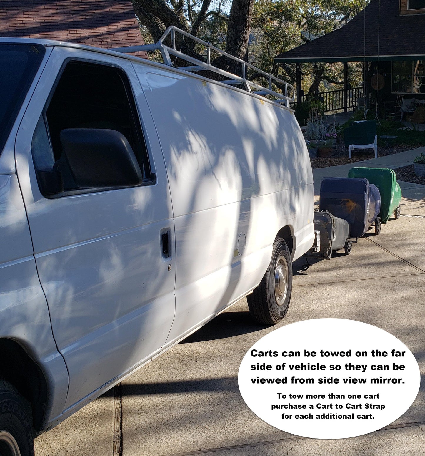 TrashTrainer 1 Cart System - Garbage Can Hauling Straps - Trash Can Hauler - Attaches to Cars, ATV, Lawn Mower, Tractor, Easy Install, Simple Use