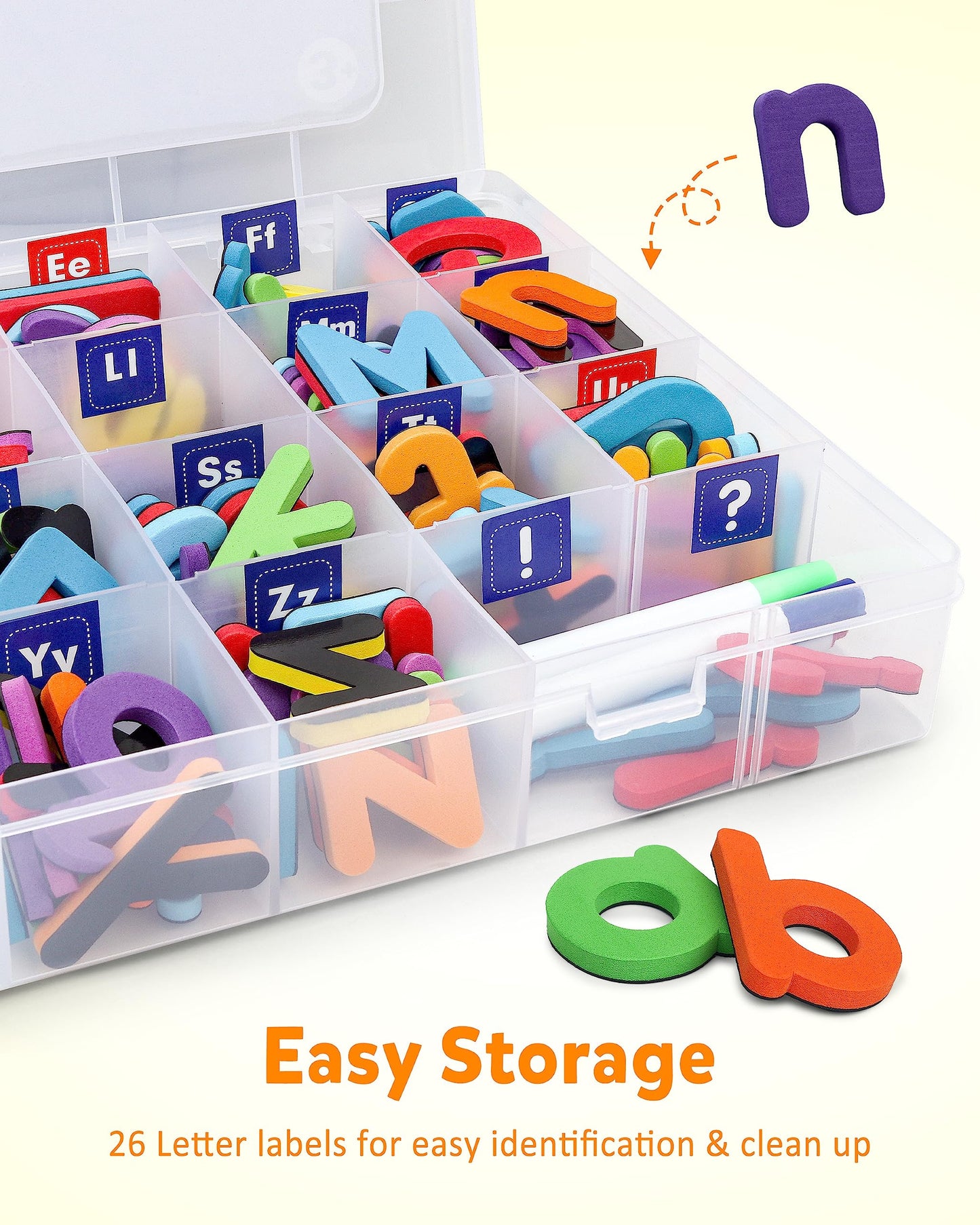 Coogam Magnetic Letters 234 Pcs, Uppercase Lowercase Foam Alphabet ABC Fridge Magnets, Educational Toy Set for Classroom Kids Learning Spelling with Magnetic Board and Storage Box