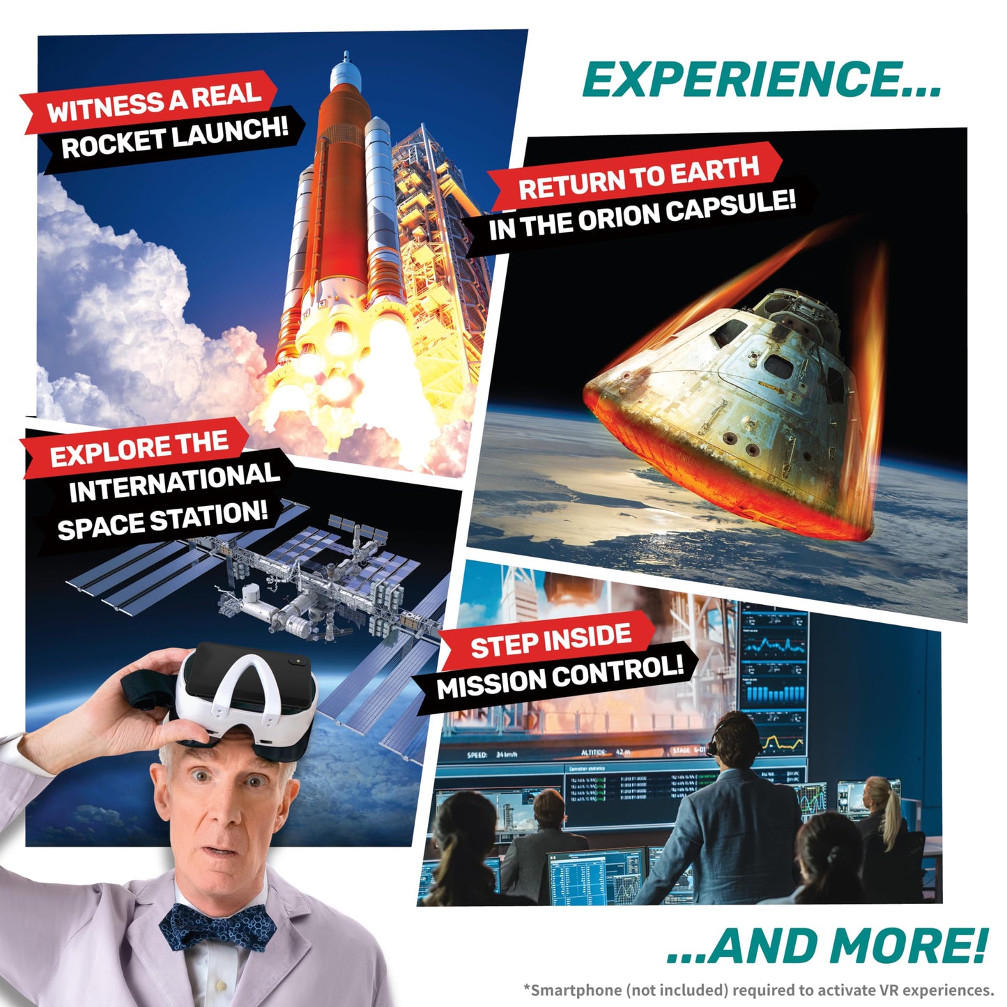 Abacus Brands Bill Nye's Science Squad: Rocket Lab VR - Virtual Reality Kids Science Kit, Book and Interactive Learning Activity Set - for Ages 8 and Up