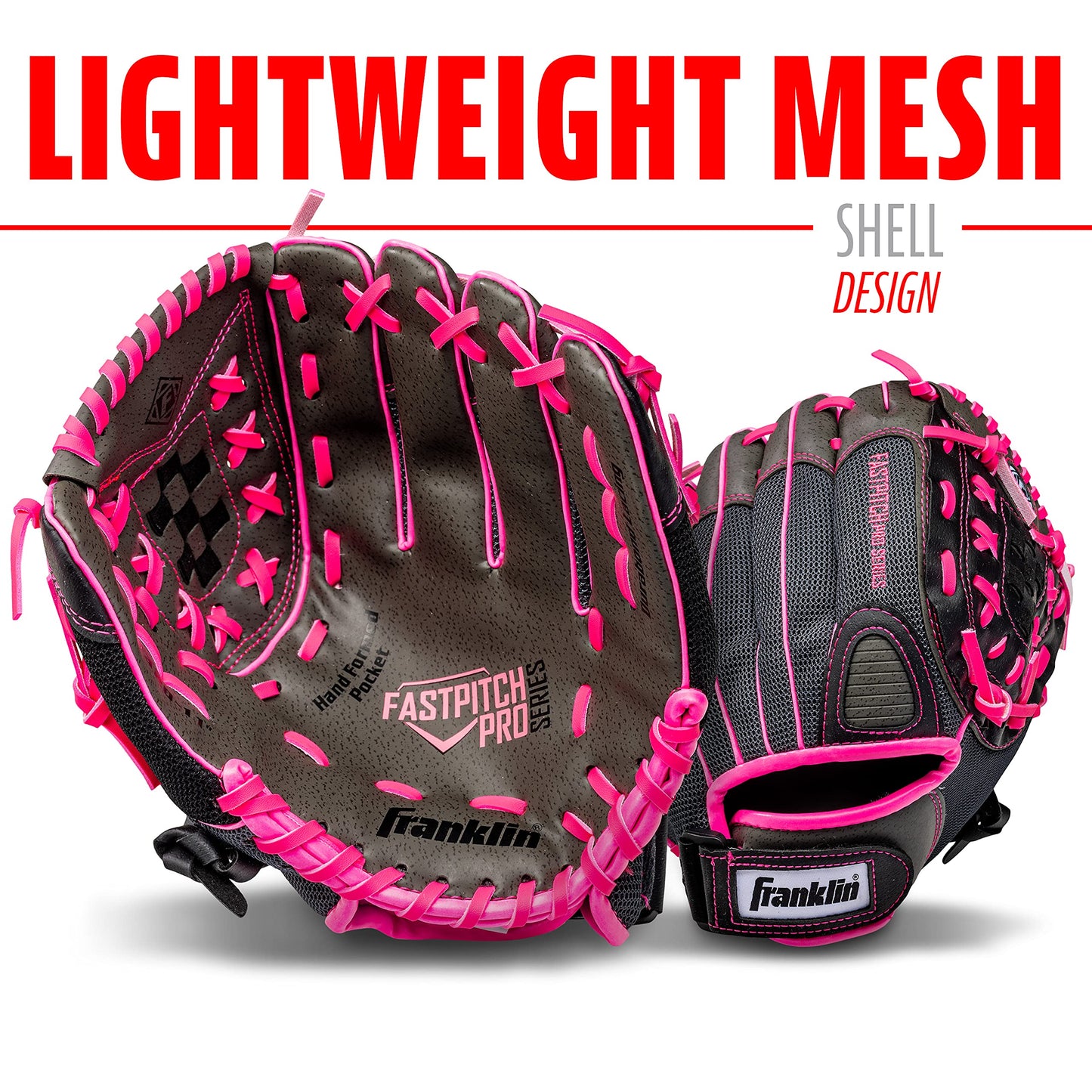 Franklin Sports Softball Glove - Left and Right Handed Softball Fielding Glove - Windmill Fastpitch Pro Series - Adult and Youth Fielding Glove - 12 Inch Right Hand Throw - Pink