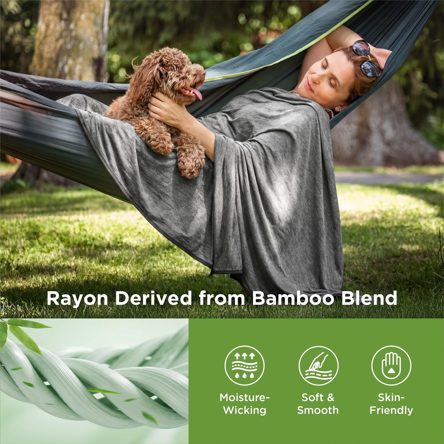 Bedsure Cooling Blanket Throw XL- Summer Blankets for Bed, Breathable, Lightweight, Birthday Gifts for Men, Crafted with Rayon Made from Bamboo, Dark Grey, Throw XL (50" x 70")