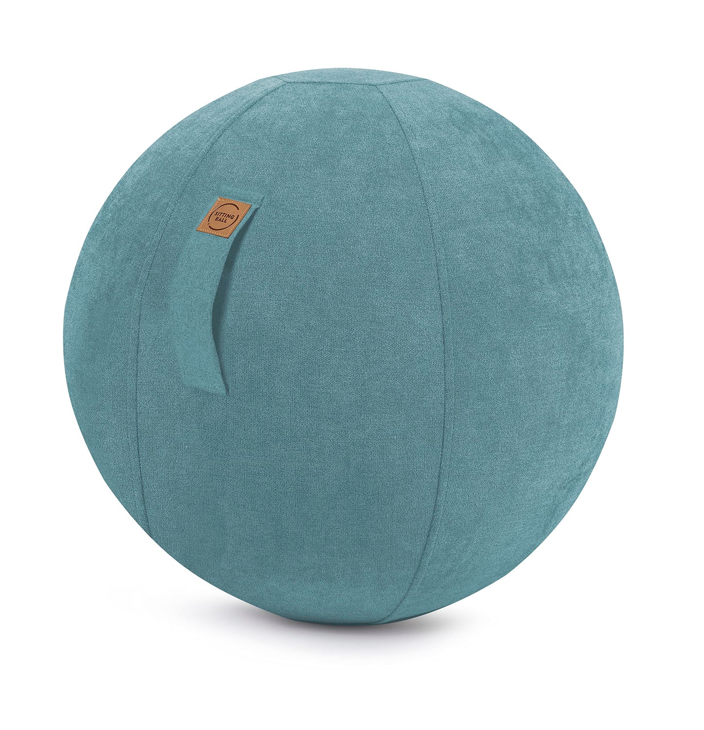 Gouchee Home Alfa Sitting Ball European Design Exercise Ball Chair for Offices, Home Pilates, Ergonomic Posture, Balance, Stability and Fitness Aesthetic Swiss Ball with Soft Cover and Handle. Petrol