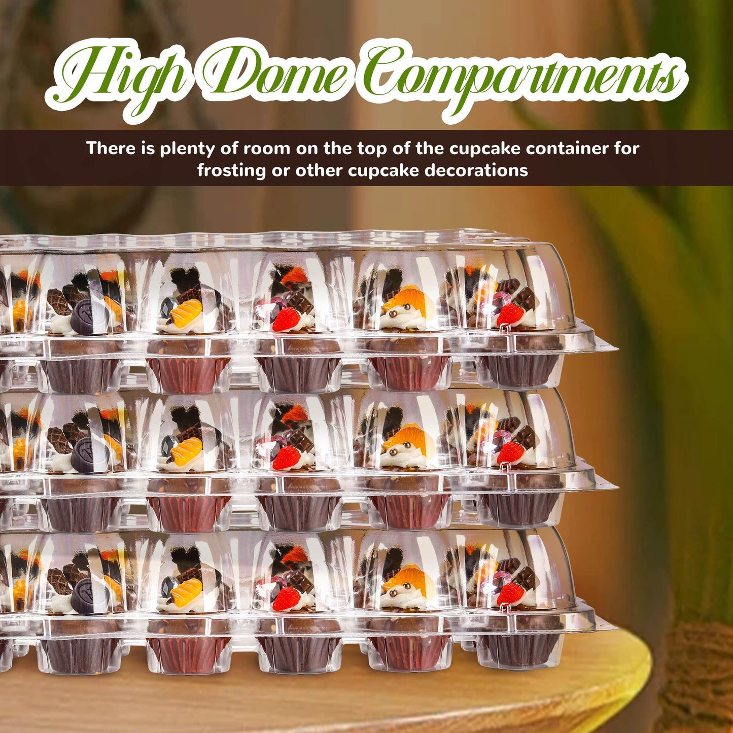 NPLUX 24 Count Mini Cupcake Containers 15 Pack Cupcake Holder with Detachable Tall Dome Lids Mini Plastic Stackable Cupcake Boxes for 360 Cupcakes, BPA Free