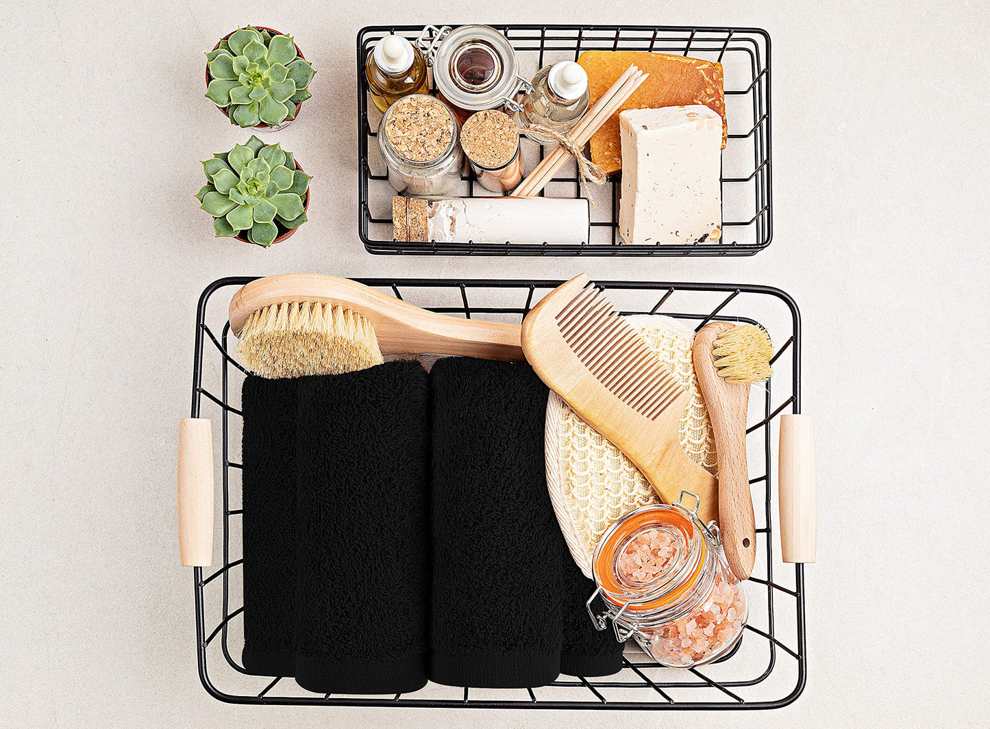 Utopia Towels Cotton Washcloths Set, 100% Ring Spun Cotton, Premium Flannel Face Cloths, Highly Absorbent and Soft Feel Fingertip Towels, 24 Pack, Black