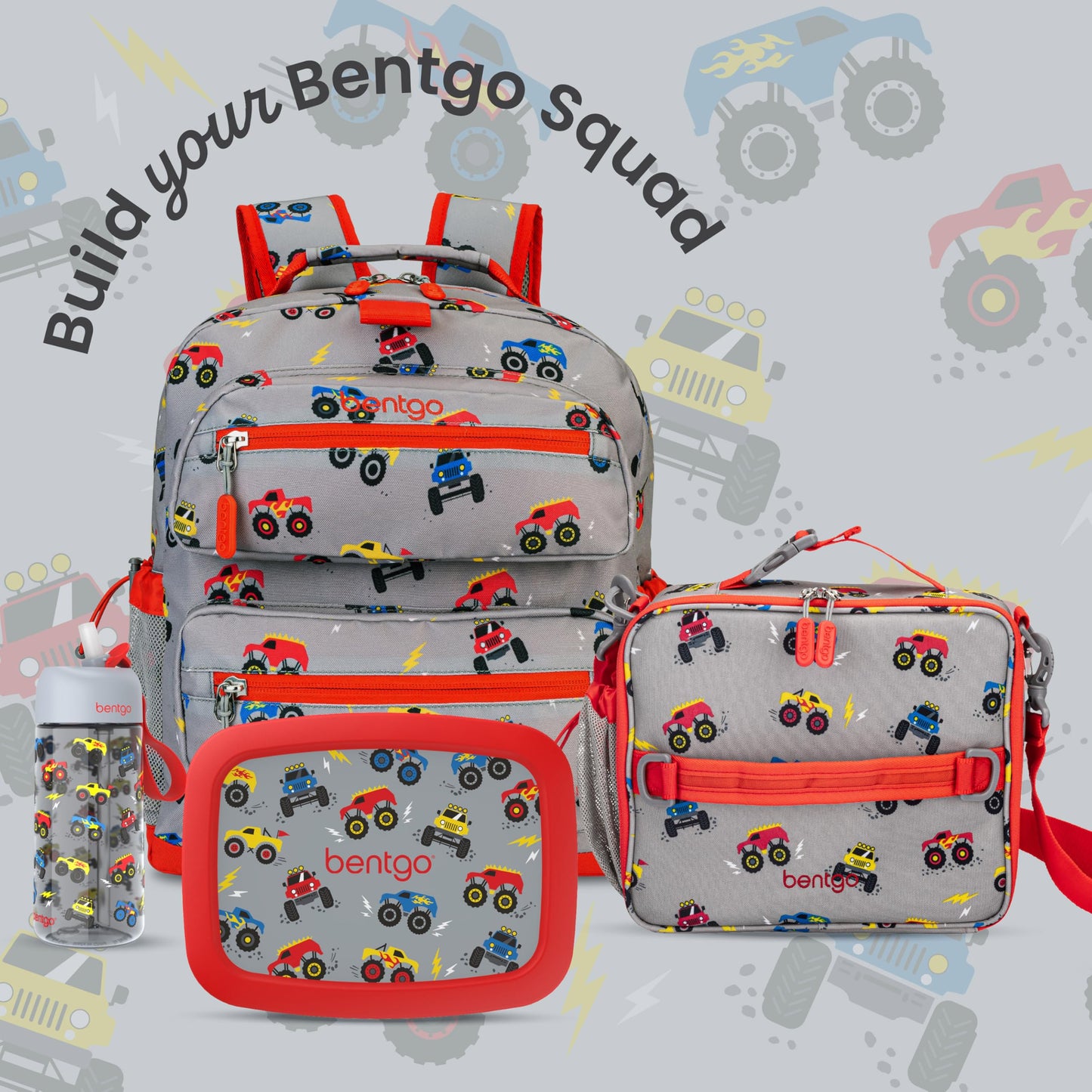 Bentgo Kids Prints Leak-Proof, 5-Compartment Bento-Style Kids Lunch Box - Ideal Portion Sizes for Ages 3 to 7 - BPA-Free, Dishwasher Safe, Food-Safe Materials - 2021 Collection (Trucks)
