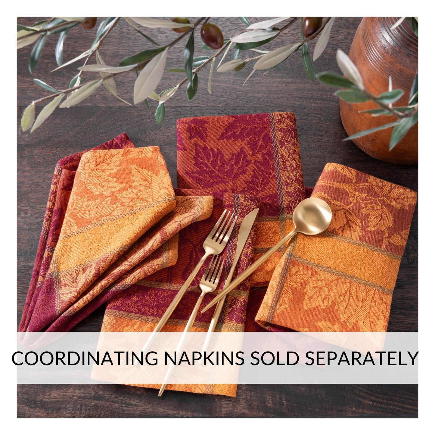 Elrene Home Fashions Maplewood Leaf Jacquard Fall/Harvest/Thanksgiving Woven Cotton Rectangle Tablecloth, 60"x120"