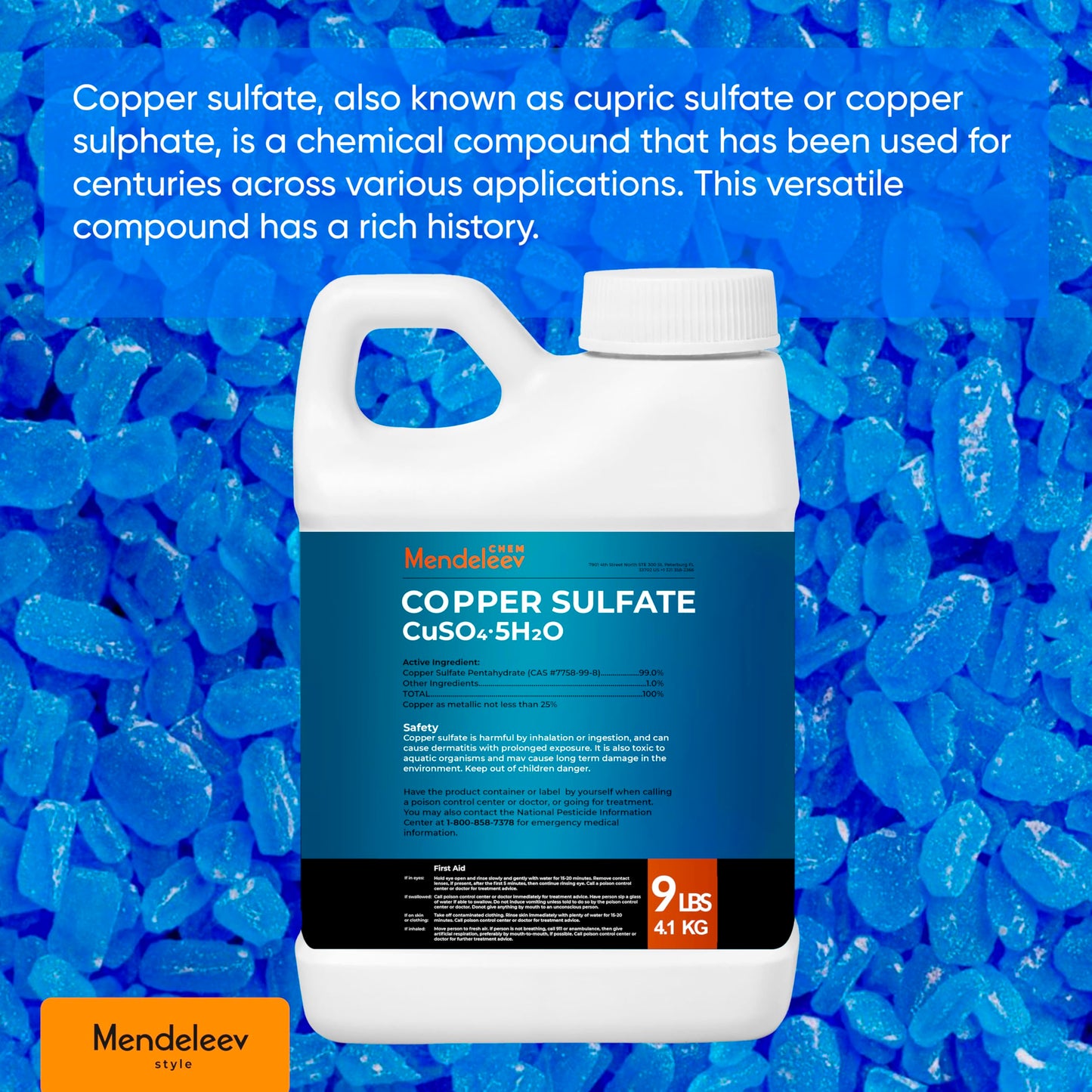 Copper Sulfate Crystals 9 Lb, Granular EPA Free