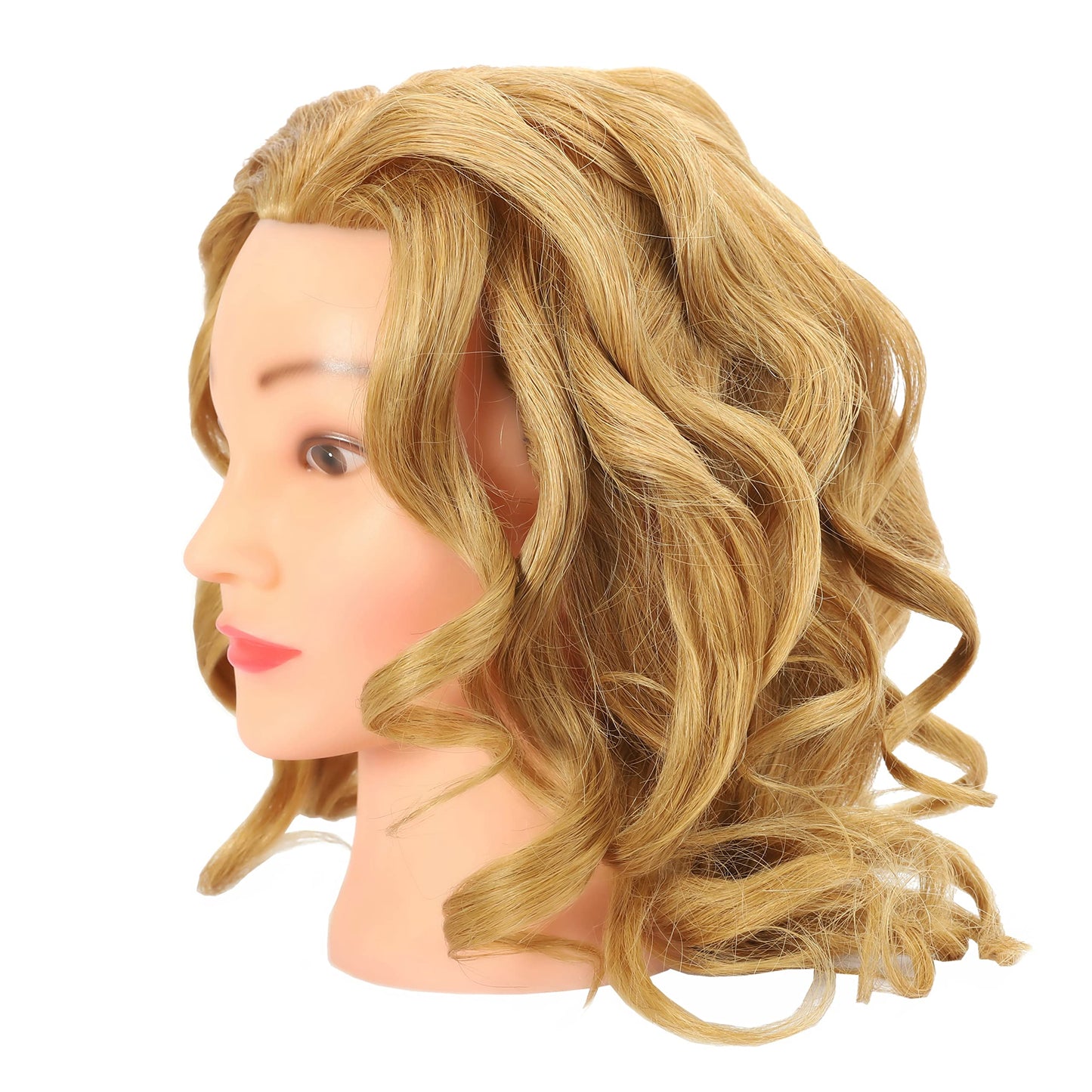 FUTAI Blonde 100% Human Hair Mannequin Head with Table Clamp Stand for Hairdresser Practice Braiding Styling Manikin Cosmetology Doll Training Head Coloring Bleaching Dyeing Curling Cutting Updos