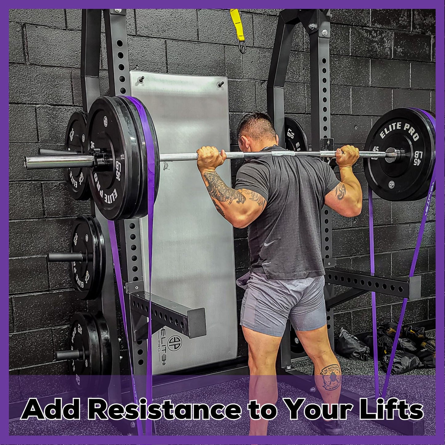 Elite Athletics Gym Quality Long Resistance Bands Pack of 5 - Pull Up Resistance Bands. Loved by Fitness Pros for Group Workouts in Gyms and Bootcamps. Warm Up, Strength Training, Mobility (Purple)