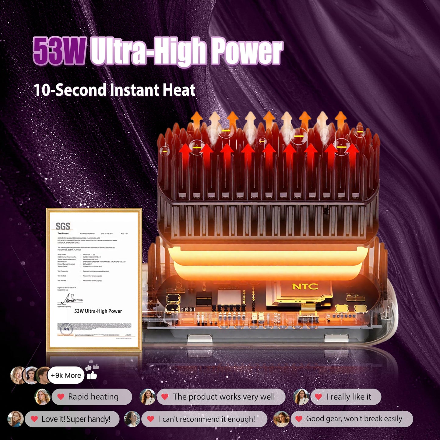 2025 Upgraded hair straightener brush | 20 Million Negative Ions | 53W Ultra-High Power |PTC Ceramic Rapid Heating Technology | hair brush straightener for women Delivers salon-level care suitable for all hair types.